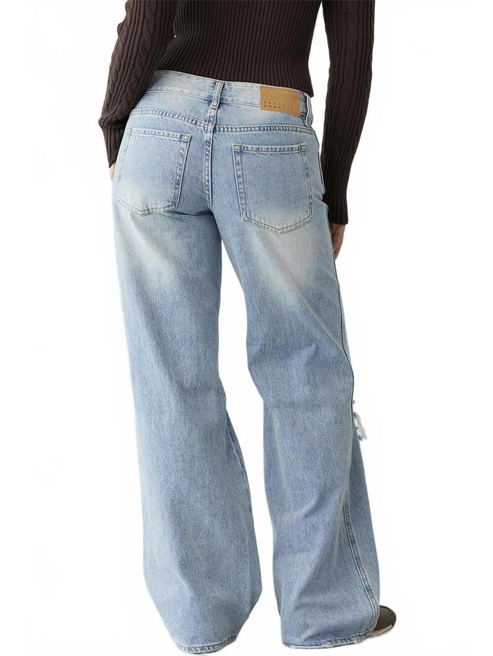Pacsun Casey Low Rise Baggy Jeans Ripped Knees Medium Indigo Hepburn II NWT 29 - Picture 3 of 5